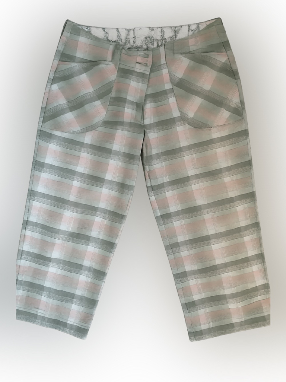 Nike Green and Blush Plaid Golf Capris